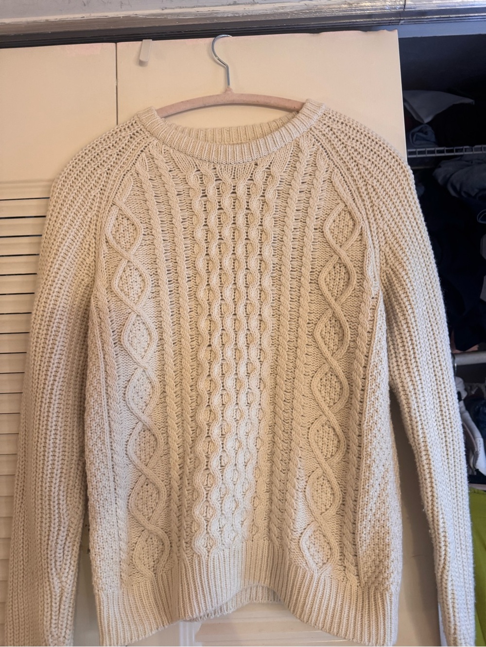 GAP Cream Cable Knit Crewneck Sweater
